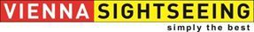 Logo Vienna Sightseeing Tours auf rotem und gelbem Hintergrund mit dem Zusatz simply the best